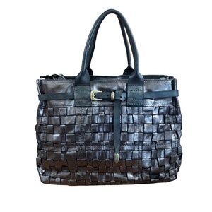 Campomaggi Metallic Woven Bag in Piombo + Grigio